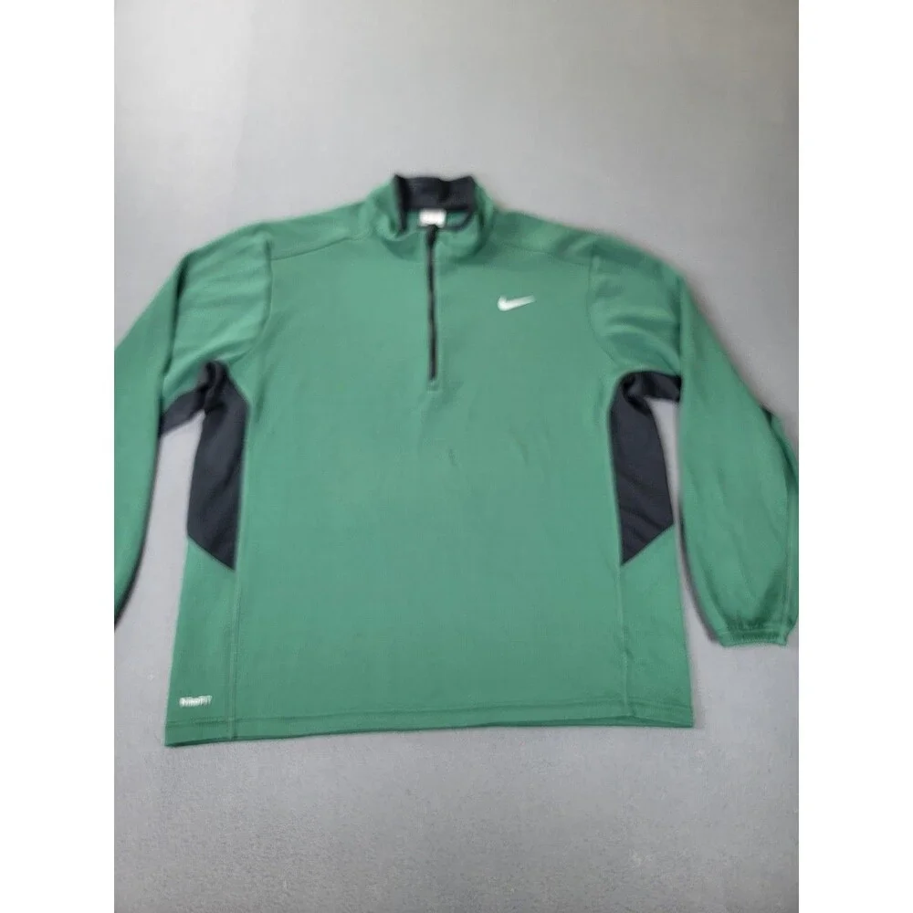 Nike Pullover Mens Extra‎ Large Green Quarter Zip FitDry Performance 353331-351
